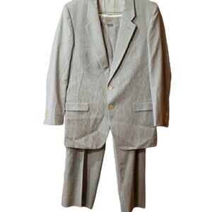 Marzotto Principe Italy Gray Pinstripe Pant Suit Wool Blend Classic Power Suit L